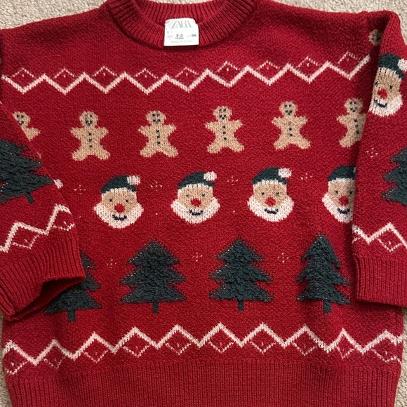 Zara Kids Red Christmas Sweater Santa, Gingerbread, Christmas Tree - Picture 3 of 6